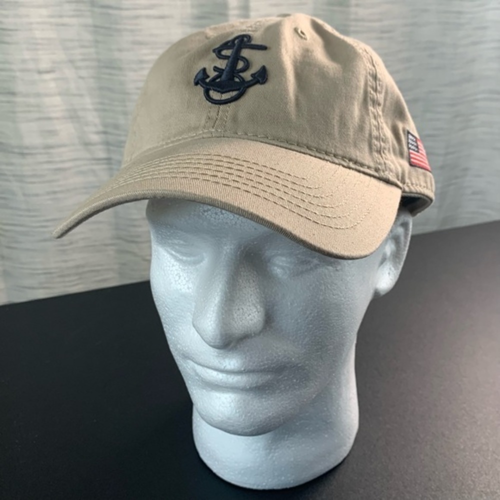 Legacy tan anchor and chain Navy hat.